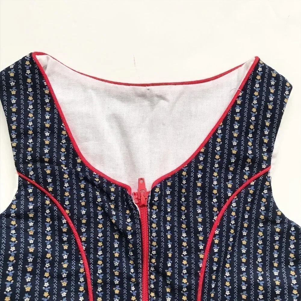 Vintage Navy blue floral stripe dress EUC fits like 2/3T - Picture 6 of 7